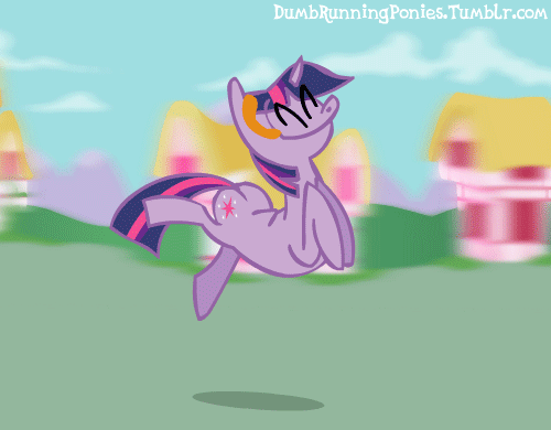 Size: 500x390 | Tagged: safe, artist:cybersp0nge, character:twilight sparkle, character:twilight sparkle (unicorn), species:pony, species:unicorn, animated, dumb running ponies, eyes closed, female, hopping, mare, smiling, solo, tongue out