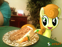 Size: 3264x2448 | Tagged: safe, artist:ojhat, character:carrot top, character:golden harvest, cake, carrot cake (food), ponies in real life
