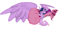 Size: 5000x2500 | Tagged: safe, artist:gatesmccloud, character:twilight sparkle, character:twilight sparkle (alicorn), species:alicorn, species:draconequus, species:pony, draconequified, female, pov, simple background, solo, spread wings, transparent background, twikonequus, wings