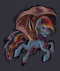 Size: 3347x3989 | Tagged: safe, artist:gonedreamer, character:rainbow dash, dragon wings, fangs, female, rainbow dragon, solo, this will end in fire