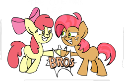 Size: 726x474 | Tagged: safe, artist:scrimpeh, character:apple bloom, character:babs seed, bro, hoofbump