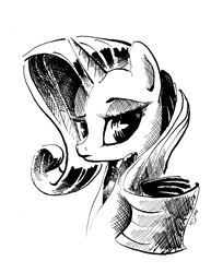 Size: 1924x2490 | Tagged: safe, artist:mcstalins, character:rarity, female, monochrome, portrait, simple background, solo