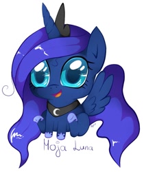 Size: 819x976 | Tagged: safe, artist:agletka, character:princess luna, chibi, cute, female, simple background, smiling, solo