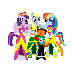 Size: 1024x901 | Tagged: safe, artist:trainman3985, character:derpy hooves, character:rainbow dash, character:twilight sparkle, character:twilight sparkle (alicorn), non-mlp oc, oc, self insert, species:alicorn, species:anthro, cat, clothing, dress, gala dress