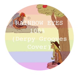 Size: 900x874 | Tagged: safe, artist:emmy, character:applejack, character:rainbow dash, cover, humanized, music