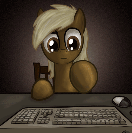 Size: 437x440 | Tagged: safe, artist:paper-pony, oc, oc only, oc:paper pony, species:earth pony, species:pony, animated, computer, keyboard, male, sitting, solo, stallion, typing