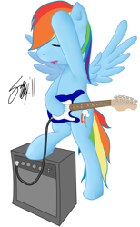 Size: 1146x1866 | Tagged: dead source, safe, artist:fribox, character:rainbow dash, species:pegasus, species:pony, female, guitar, solo