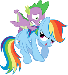 Size: 2986x3304 | Tagged: safe, artist:sulyo, character:rainbow dash, character:spike, species:pony, ship:rainbowspike, female, male, riding, rodeo, shipping, straight