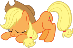 Size: 4001x2633 | Tagged: safe, artist:scrimpeh, character:applejack, episode:friendship is magic, g4, my little pony: friendship is magic, eyes closed, female, kneeling, simple background, solo, transparent background, vector