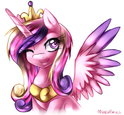 Size: 951x881 | Tagged: safe, artist:mixipony, character:princess cadance, species:alicorn, species:pony, female, mare, one eye closed, smiling, solo, wink