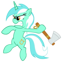 Size: 5981x6000 | Tagged: safe, artist:crusierpl, artist:epulson, character:lyra heartstrings, species:pony, species:unicorn, absurd resolution, angry, axe, female, gritted teeth, simple background, solo, tomahawk, transparent background, vector, weapon
