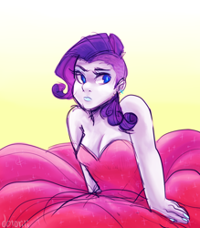 Size: 700x800 | Tagged: dead source, safe, artist:dotoriii, character:rarity, species:human, breasts, cleavage, clothing, dress, female, humanized, mohawk, nail polish, pony coloring, sleeveless, solo, strapless