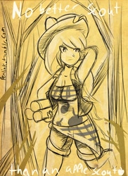 Size: 800x1099 | Tagged: safe, artist:penlink, character:applejack, 30 minute art challenge, armpits, humanized