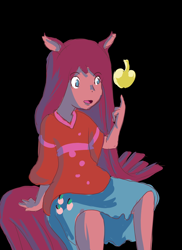 Size: 1280x1760 | Tagged: safe, artist:penlink, character:pinkamena diane pie, character:pinkie pie, species:anthro, 30 minute art challenge, ambiguous facial structure, apple, swapped cutie marks