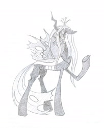 Size: 1660x2033 | Tagged: safe, artist:sigmanas, character:queen chrysalis, female, pencil drawing, solo, traditional art
