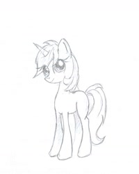 Size: 1159x1447 | Tagged: safe, artist:sigmanas, character:lyra heartstrings, species:pony, species:unicorn, female, grayscale, missing cutie mark, monochrome, pencil drawing, simple background, sketch, smiling, solo, traditional art, white background