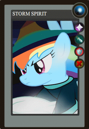 Size: 295x426 | Tagged: safe, artist:yudhaikeledai, part of a set, character:rainbow dash, animated, dota 2, female, part of a series, ponified dota 2 cards, solo, storm spirit