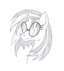 Size: 2832x3132 | Tagged: safe, artist:sigmanas, character:dj pon-3, character:vinyl scratch, female, glasses, head, monochrome, pencil drawing, portrait, solo, traditional art