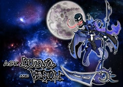 Size: 2508x1773 | Tagged: safe, artist:dankodeadzone, character:princess luna, armor, ask luna & venom, scythe, venom, venom luna