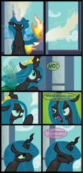 Size: 925x1920 | Tagged: safe, artist:inkrose98, character:princess celestia, character:queen chrysalis, species:changeling, comic:shapeless sun, changeling queen, changelingified, comic, grimdark series, princess chryslestia, tumblr