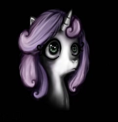 Size: 721x748 | Tagged: safe, artist:klalaskaxd, character:sweetie belle, species:pony, species:unicorn, black background, bust, female, simple background, solo