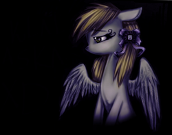 Size: 974x767 | Tagged: safe, artist:klalaskaxd, character:derpy hooves, species:pegasus, species:pony, depressed, epic derpy, female, hair bow, lonely, mare, sad, solo