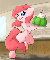 Size: 2500x3000 | Tagged: safe, artist:tesslashy, character:pinkie pie, species:pony, bipedal, carrying, female, food, jelly, solo, waitress
