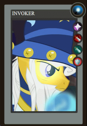 Size: 295x426 | Tagged: safe, artist:yudhaikeledai, part of a set, character:star swirl the bearded, animated, dota, dota 2, invoker, male, part of a series, ponified dota 2 cards, solo