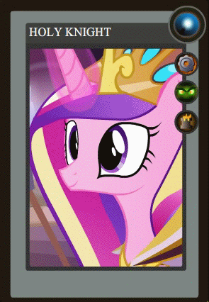 Size: 295x426 | Tagged: safe, artist:yudhaikeledai, part of a set, character:princess cadance, animated, chen, dota 2, female, holy knight, part of a series, ponified dota 2 cards, solo