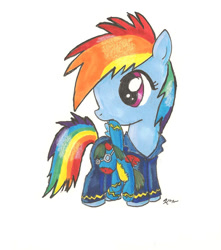 Size: 1114x1260 | Tagged: safe, artist:catscratchpaper, character:rainbow dash, clothing, female, pajamas, solo, traditional art