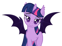 Size: 2700x1995 | Tagged: safe, artist:zee66, character:twilight sparkle, species:bat pony, species:pony, bat ponified, bedroom eyes, female, hilarious in hindsight, race swap, simple background, slit eyes, solo, transparent background, twibat, vector