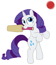 Size: 888x1036 | Tagged: safe, artist:paper-pony, character:rarity, species:pony, bipedal, cricket, cricket ball, cricket bat, female, mouth hold, solo