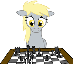 Size: 664x587 | Tagged: safe, artist:paper-pony, character:derpy hooves, species:pegasus, species:pony, chess, female, mare, solo, underp
