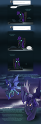 Size: 1280x3849 | Tagged: safe, artist:sevireth, oc, oc:nyx, species:alicorn, species:bat pony, species:pony, armor, ask, chair, dialogue, ear tufts, female, flying, frown, glare, grin, keyboard, looking at you, looking up, male, mare, night guard, older, open mouth, sharp teeth, sitting, smiling, smirk, speech bubble, spread wings, stallion, teeth, text, tumblr, wings