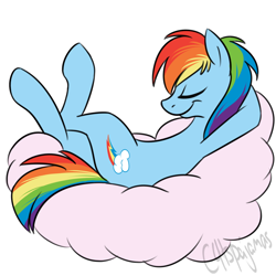 Size: 1000x1000 | Tagged: safe, artist:calicopikachu, character:rainbow dash, cloud, eyes closed, female, solo