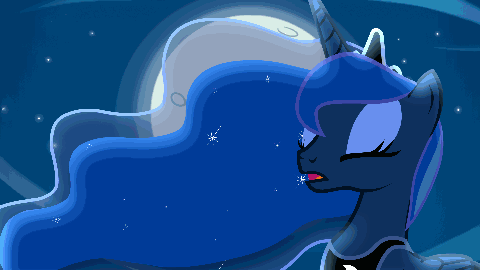Size: 480x270 | Tagged: safe, artist:lionheartcartoon, character:princess luna, animated, children of the night, female, glowing eyes, moon, singing, solo, wip