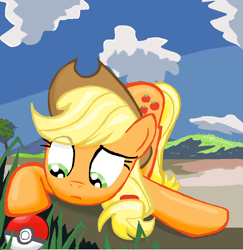 Size: 858x884 | Tagged: safe, artist:sallycars, character:applejack, species:earth pony, species:pony, g4, crossover, female, mare, ms paint, pokémon, solo