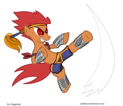 Size: 1380x1191 | Tagged: safe, artist:pinkanon, adon, commission, jaguar kick, muay thai, ponified, solo, street fighter