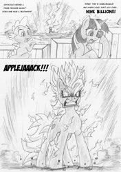 Size: 845x1200 | Tagged: safe, artist:leovictor, character:pinkie pie, character:spike, character:twilight sparkle, angry, comic, dragon ball, dragon ball z, gritted teeth, open mouth, rage, scared, shivering, super saiyan, this will end in tears and/or death, wide eyes, xk-class end-of-the-world scenario