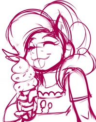 Size: 1013x1281 | Tagged: safe, artist:sheela, character:pinkie pie, species:anthro, ice cream, tongue out