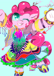 Size: 2893x4092 | Tagged: safe, artist:scootaloocuteness, character:pinkie pie, species:pony, bipedal, clothing, dress, female, gypsy pie, solo