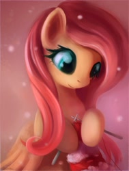 Size: 1400x1850 | Tagged: safe, artist:ajvl, character:fluttershy, female, knitting, snow, snowfall, solo