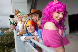 Size: 5616x3744 | Tagged: safe, artist:aktrez, artist:donknnj, character:applejack, character:pinkie pie, character:princess celestia, character:rainbow dash, character:spike, species:human, cosplay, irl, irl human, photo