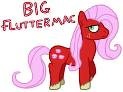 Size: 583x438 | Tagged: safe, artist:paper-pony, character:big mcintosh, character:fluttershy, species:earth pony, species:pony, female, fusion, lidded eyes, raised hoof, simple background, solo, visual gag, what has science done, white background