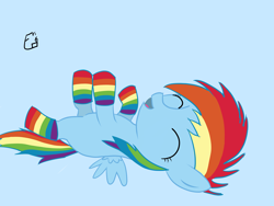 Size: 3000x2250 | Tagged: dead source, safe, artist:fribox, character:rainbow dash, species:pegasus, species:pony, clothing, female, filly, filly rainbow dash, foal, high res, rainbow socks, simple background, socks, solo, striped socks