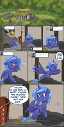 Size: 2100x4167 | Tagged: safe, artist:robd2003, character:princess luna, comic:moon-fall, ask, comic, female, filly, morning, sleeping, solo, stretching, tumblr, waking, woona, younger