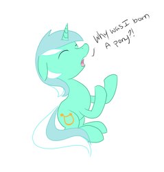 Size: 1853x1937 | Tagged: dead source, safe, artist:fribox, character:lyra heartstrings, species:pony, species:unicorn, eyes closed, female, humie, simple background, solo, white background, why