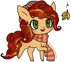 Size: 756x663 | Tagged: safe, artist:ponymonster, oc, oc only, oc:autumn aria, species:earth pony, species:pony, clothing, hat, leaf, scarf, simple background, solo, transparent background