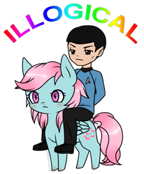 Size: 861x1044 | Tagged: safe, artist:ponymonster, character:wind whistler, g1, crossover, duo, g1 to g4, generation leap, illogical, simple background, spock, star trek, tail bow, transparent background, vulcan