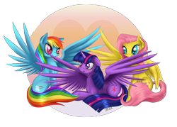 Size: 2800x2000 | Tagged: safe, artist:thenornonthego, character:fluttershy, character:rainbow dash, character:twilight sparkle, character:twilight sparkle (alicorn), species:alicorn, species:pegasus, species:pony, ship:twidash, ship:twishy, blushing, c:, chest fluff, cute, female, floppy ears, fluffy, flutterdashlight, high wing, leg fluff, lesbian, mare, nom, preening, prone, shipping, simple background, sitting, smiling, spread wings, transparent background, wing fluff, wing noms, wings
